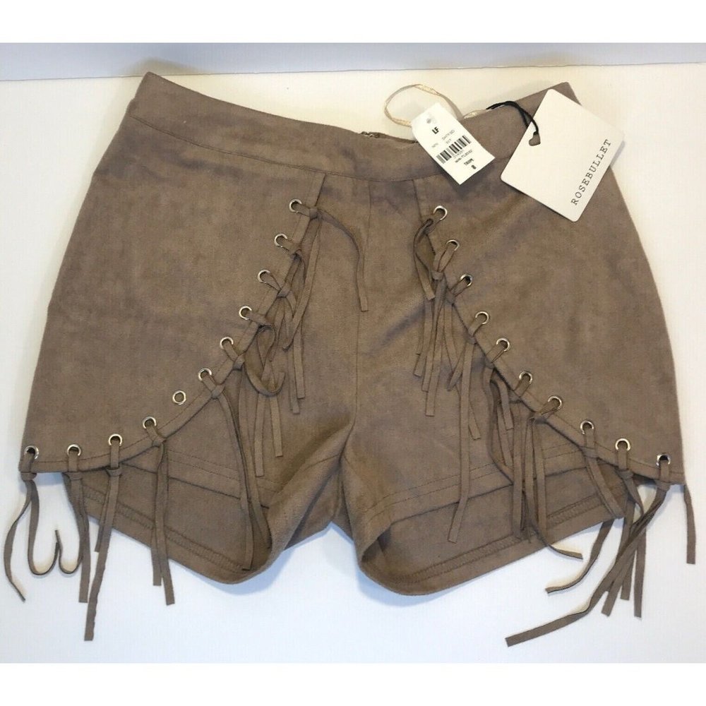 ROSEBULLET, Taupe Suede Shorts, Native American Styled, Women's. Retail $150.